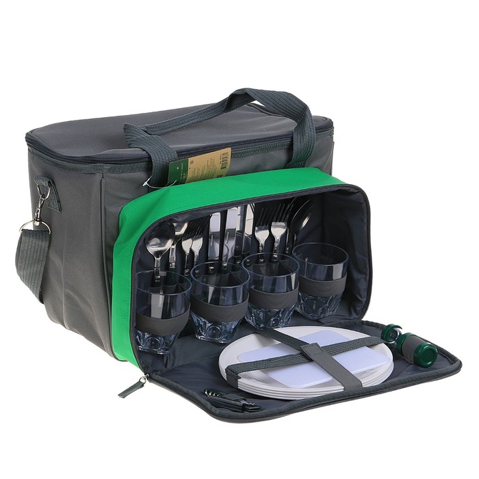 Сумка-холодильник "Арктика", 24.5 л, с набором посуды, стаканы для напитков, на 4 челов. ¶