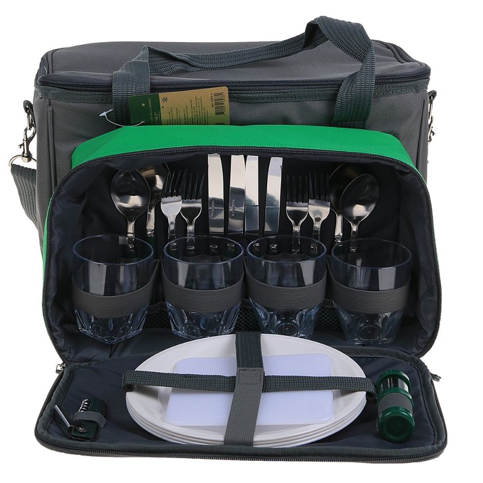 Сумка-холодильник "Арктика", 24.5 л, с набором посуды, стаканы для напитков, на 4 челов. ¶