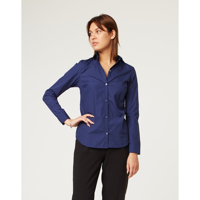 Рубашка женская, размер L(48), цвет синий, 65% хлопок + 35% п/э
