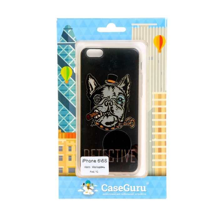 Чехол для задней панели iPhone 6 / 6S CaseGuru, рисунок "Молодежные" Детектив бульдог