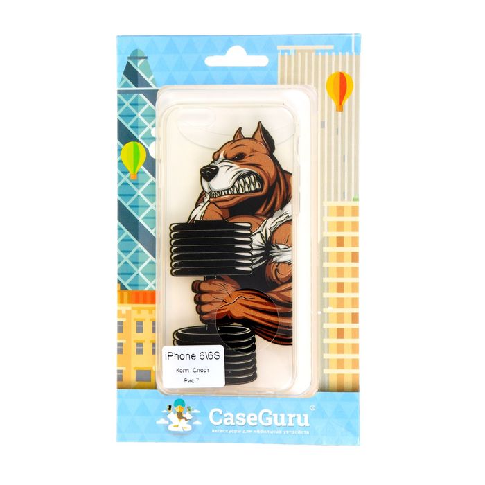 Чехол для задней панели iPhone 6 / 6S CaseGuru, рисунок "Спорт" питбуль - силач