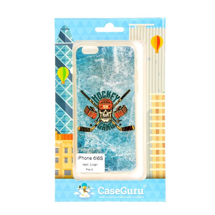 Чехол для задней панели iPhone 6 / 6S CaseGuru, рисунок "Спорт" хоккей