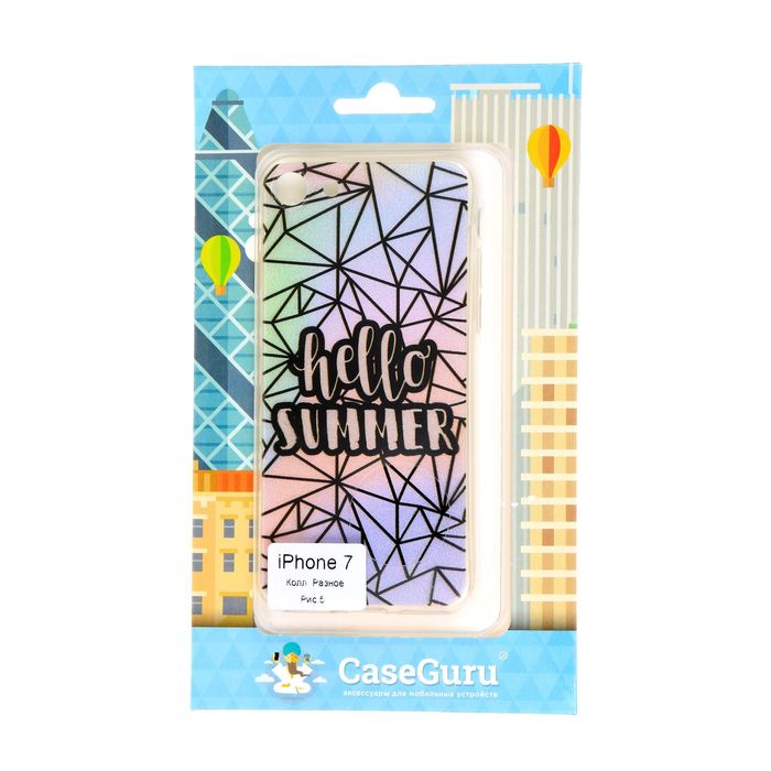 Чехол для задней панели iPhone 7 CaseGuru, рисунок "Разное" "Привет, Лето!"