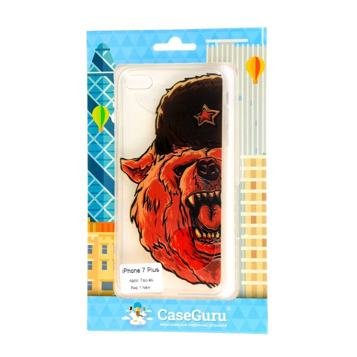 Чехол для задней панели iPhone 7 Plus CaseGuru, рисунок "Государство" медведь в ушанке