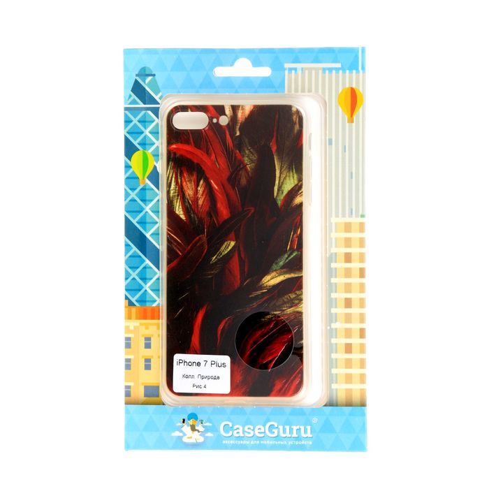 Чехол для задней панели iPhone 7 Plus CaseGuru, рисунок "Природа" перья