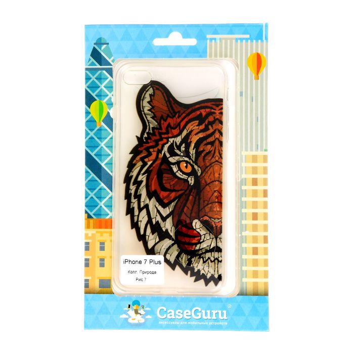Чехол для задней панели iPhone 7 Plus CaseGuru, рисунок "Природа" тигр