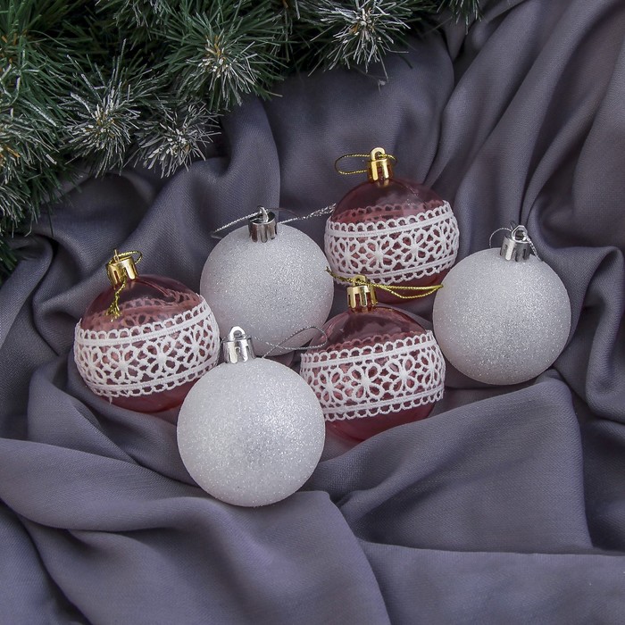 Новогодние шары "Кружева" (набор 6 шт.)