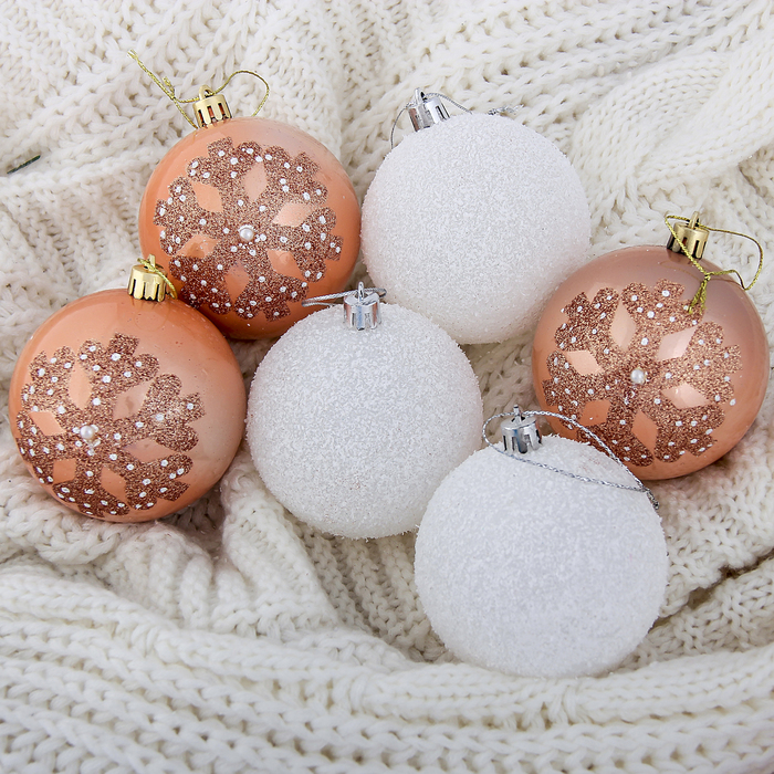 Новогодние шары "Жемчужная снежинка" (набор 6 шт.)