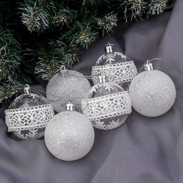 Новогодние шары "Изморозь" (набор 6 шт.), кружева