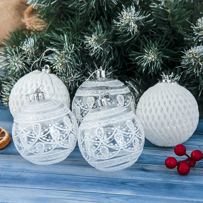 Новогодние шары "Изморозь" (набор 5 шт.), волна