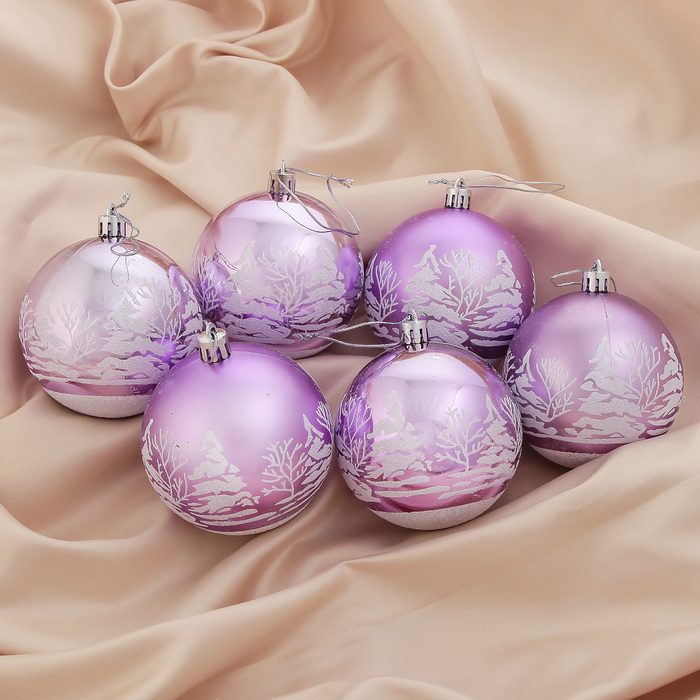 Новогодние шары "Индиго" (набор 6 шт.), зимний лес