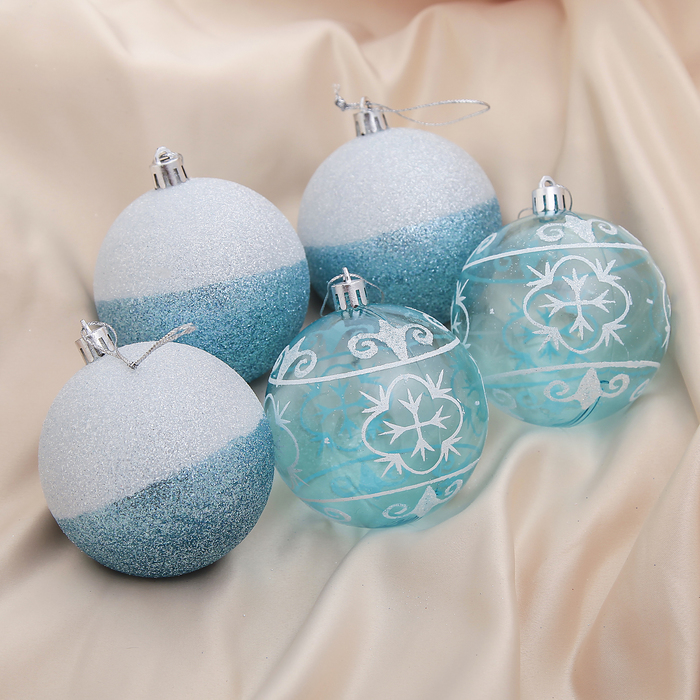 Набор шаров пластик d-8 см 5 шт "Небесный" рисунок