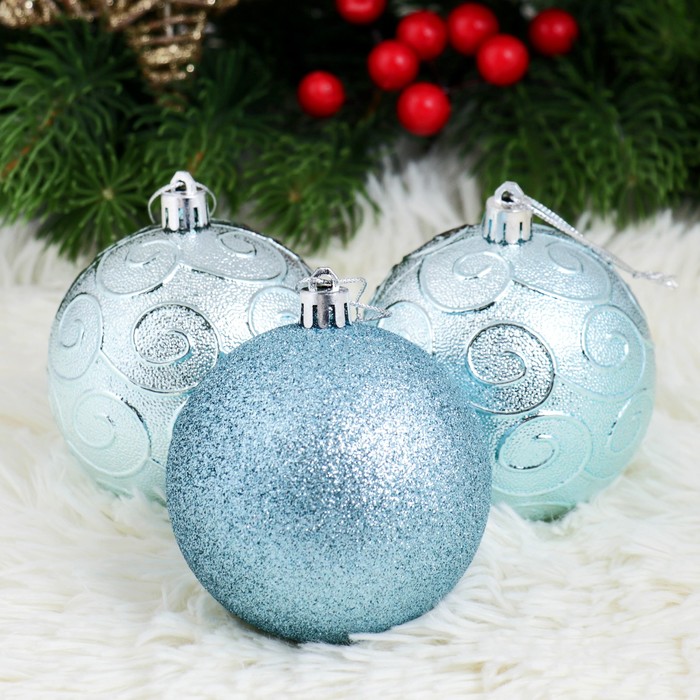 Набор шаров пластик d-8 см 5 шт "Небесный" завихрение