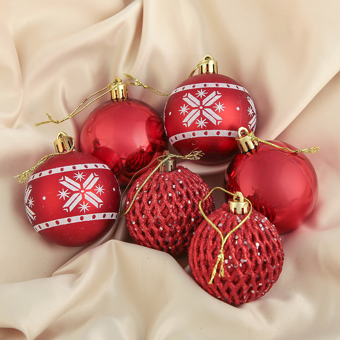 Новогодние шары "Бордо" (набор 6 шт.), ассорти
