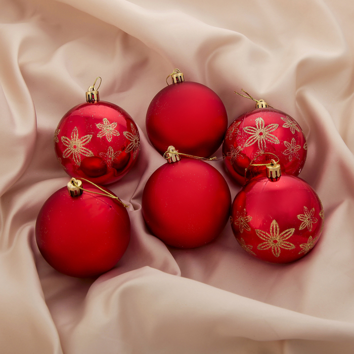 Новогодние шары "Гранд" (набор 6 шт.), цветочки