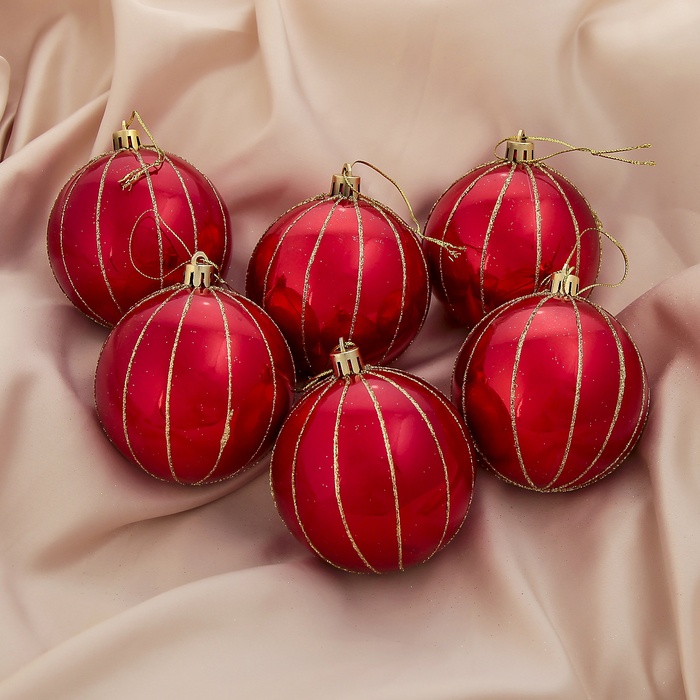 Новогодние шары "Гранд" (набор 6 шт.), полосы