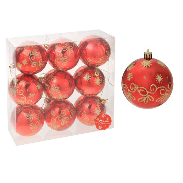 Новогодние шары "Гранд" (набор 9 шт.), зимний узор