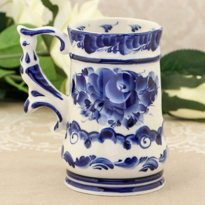 Кружка «Пинта», гжель, кобальт