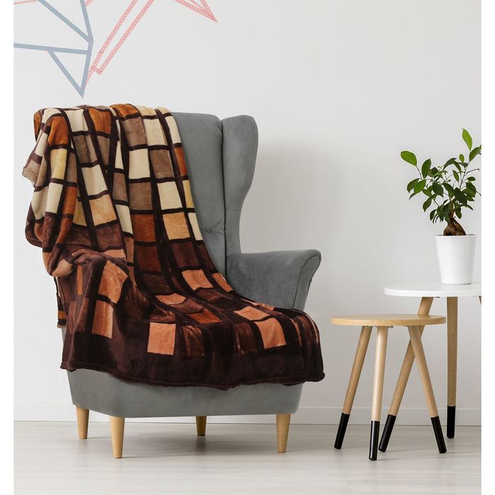 Плед "Этель корал" 1,5 сп. Мозаика 150х200 см, 100% п/э, корал-флис, двухсторонний 210 гр/м²