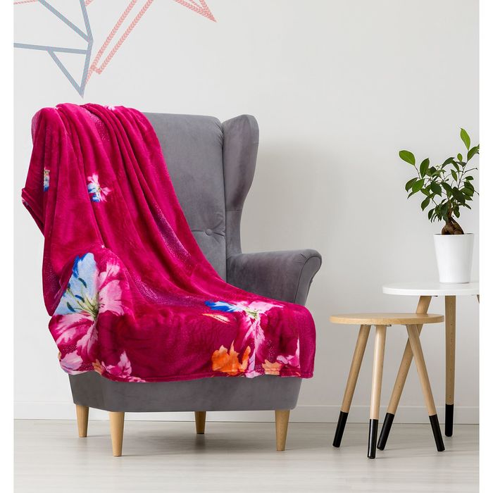 Плед "Этель корал" 1,5 сп. Лилии 150х200 см, 100% п/э, корал-флис, двухсторонний 210 гр/м²