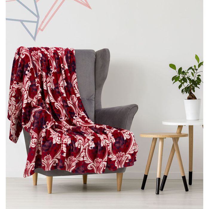 Плед "Этель корал" 1,5 сп. Дамаск 150х200 см, 100% п/э, корал-флис, двухсторонний 210 гр/м²