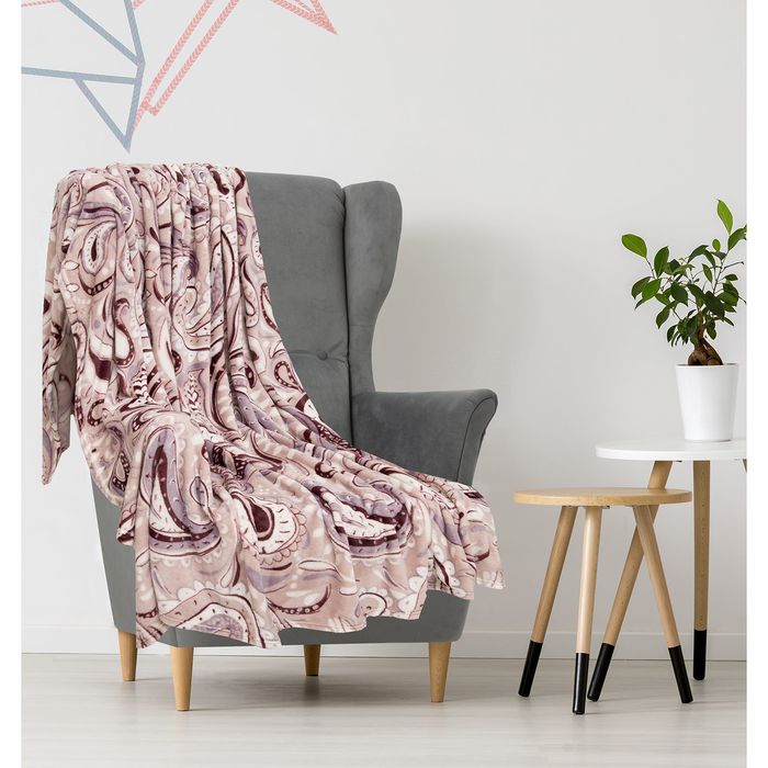 Плед "Этель корал" 1,5 сп. Пейсли 150х200 см, 100% п/э, корал-флис, двухсторонний 210 гр/м²