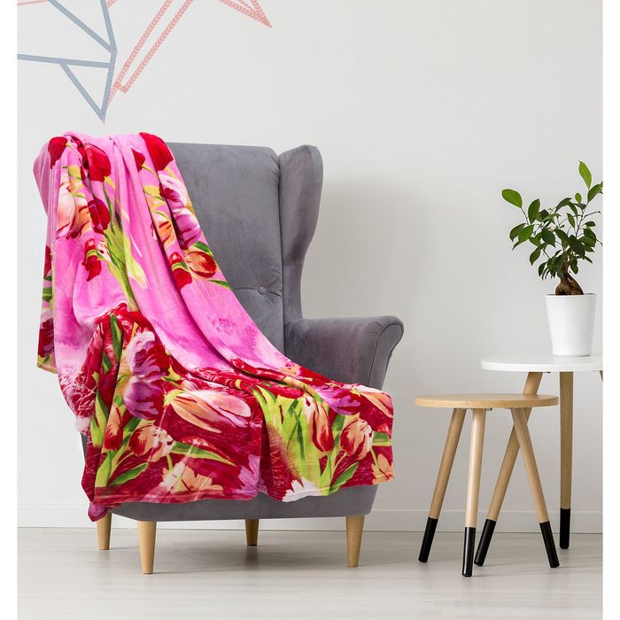 Плед "Этель корал" 2 сп. Тюльпан 180х200 см, 100% п/э, корал-флис, двухсторонний 210 гр/м²