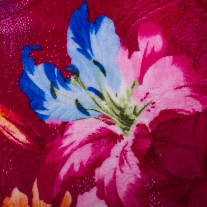 Плед "Этель корал" 2 сп. Лилии 180х200 см, 100% п/э, корал-флис, двухсторонний 210 гр/м²