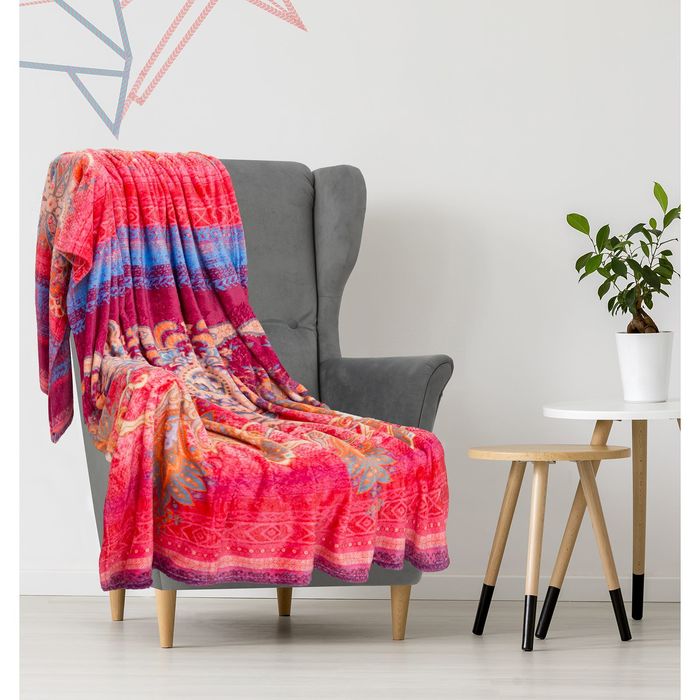 Плед "Этель корал" 2 сп. Арабеска 180х200 см, 100% п/э, корал-флис, двухсторонний 210 гр/м²