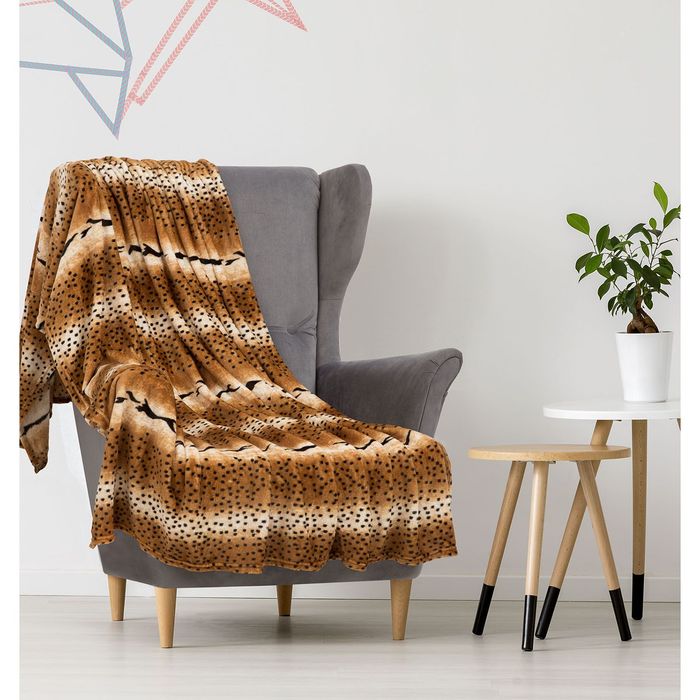 Плед "Этель корал" 2 сп. Сафари 180х200 см, 100% п/э, корал-флис, 210 гр/м²