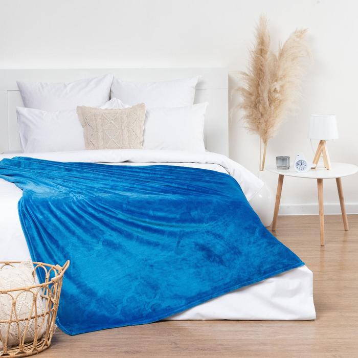 Плед "Этель корал" 2 сп. Дуэт 180х200 см, кобальт, 100% п/э,корал-флис 210 гр/м²