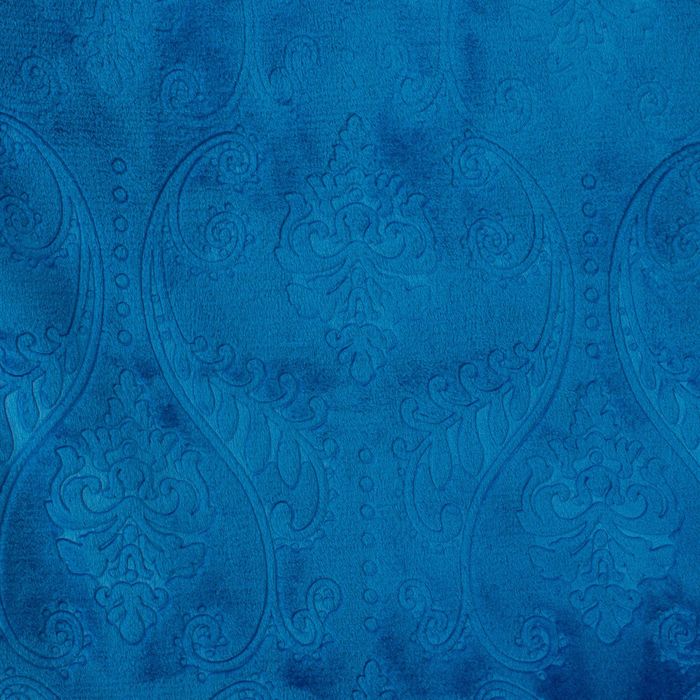 Плед "Этель корал" 1.5 сп. Дамаск, с лазерной гравировкой 150х200 см, кобальт, 100% п/э, корал-флис 280 гр/м2