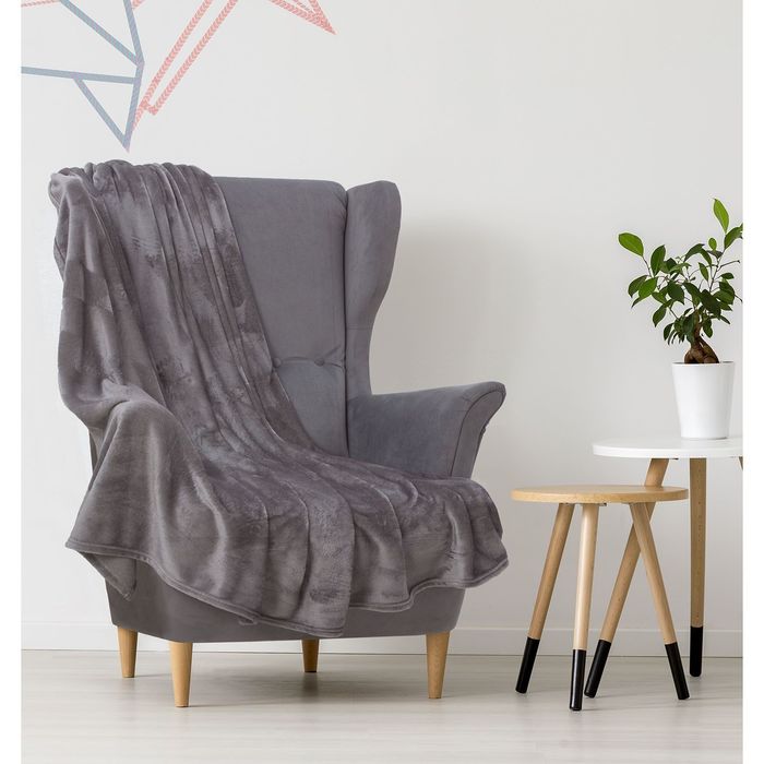 Плед "Этель корал" 1.5 сп Марокко 150х200 см графит,100% п/э, корал-флис 280 гр/м2