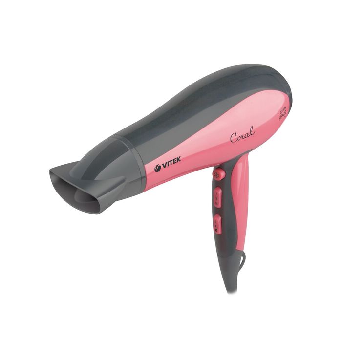 Фен Vitek VT-1328 CR, 2 насадки, черный/розовый
