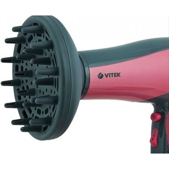 Фен Vitek VT-1328 CR, 2 насадки, черный/розовый