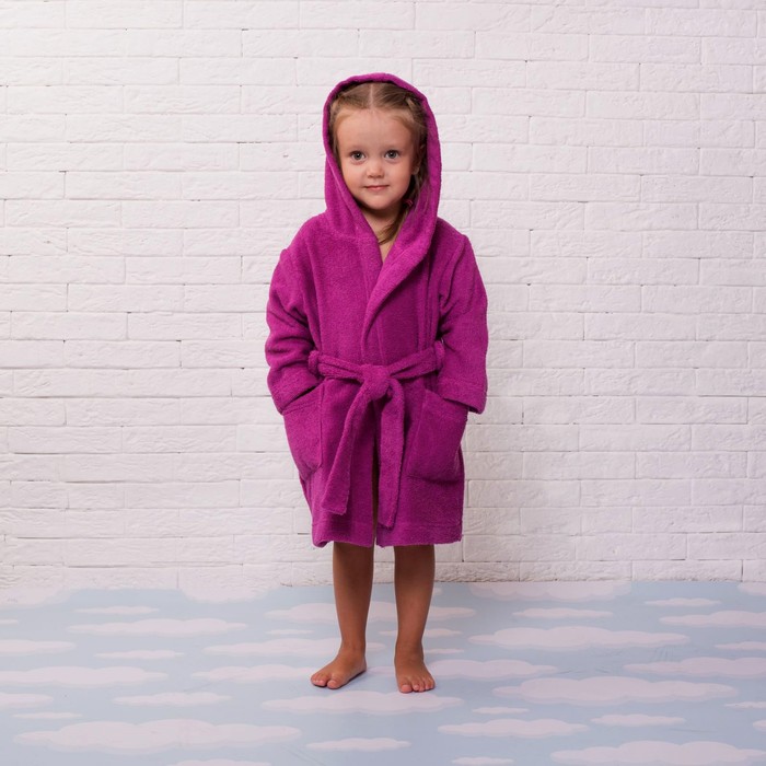 Халат махровый детский, размер 28, цвет розовый, 340 г/м2 хл.100% с AIRO