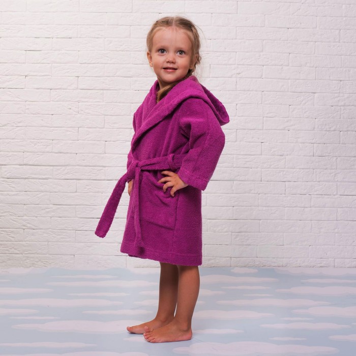 Халат махровый детский, размер 28, цвет розовый, 340 г/м2 хл.100% с AIRO