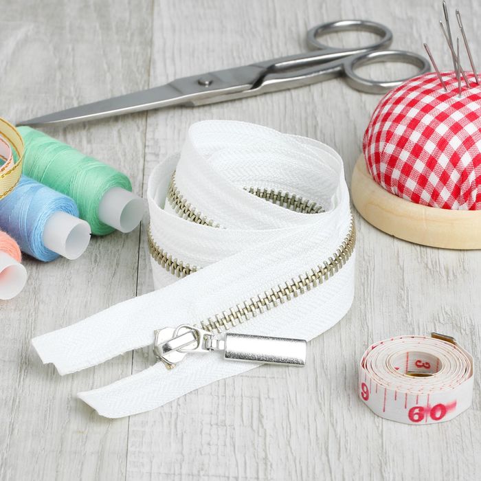 Молния №5, разъёмная, 70см, цвет белый