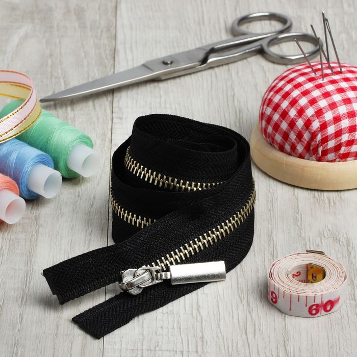 Молния №5, разъёмная, 2 бегунка, 60см, цвет чёрный