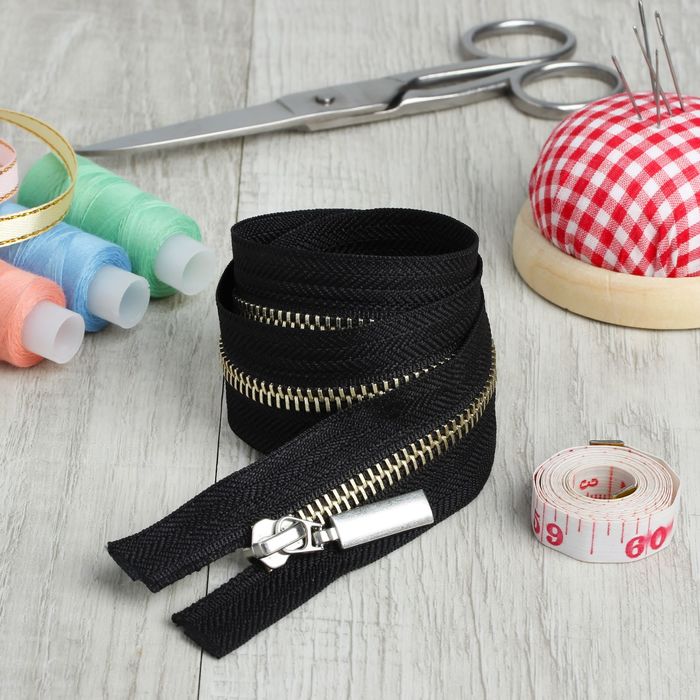 Молния №5, разъёмная, 2 бегунка, 65см, цвет чёрный