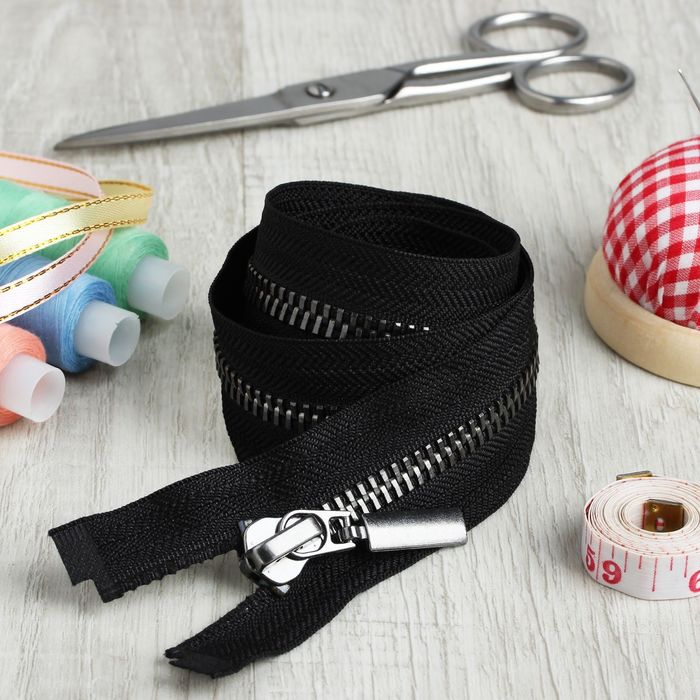 Молния №8, разъёмная, 75см, цвет чёрный