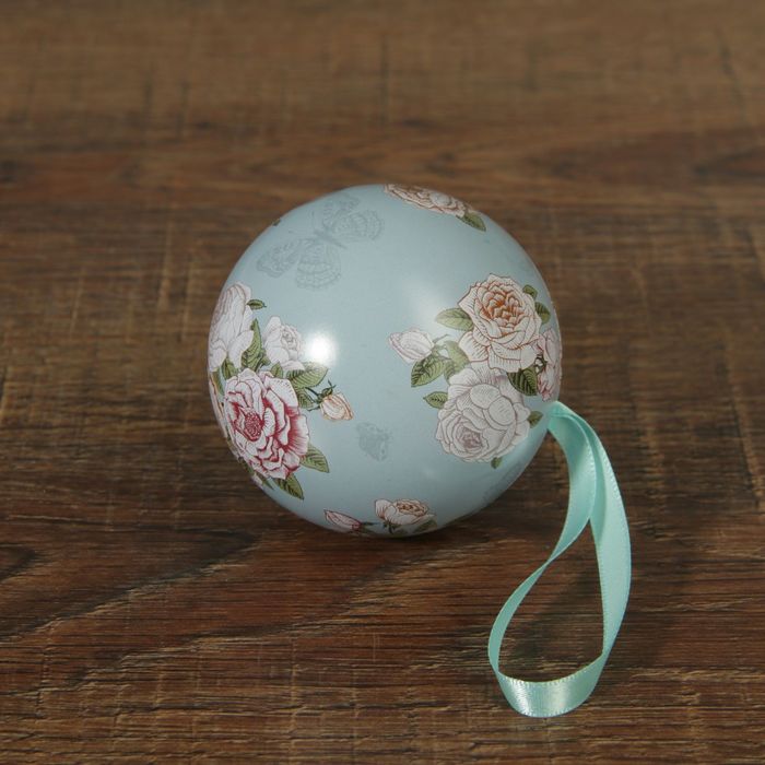 Шкатулка металл шар "Розовый куст" 6,5х6,5 см