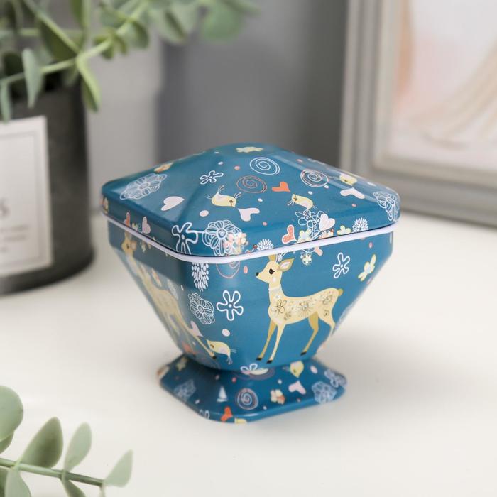 Шкатулка металл "Оленёнок" 8х7,5х7,5 см
