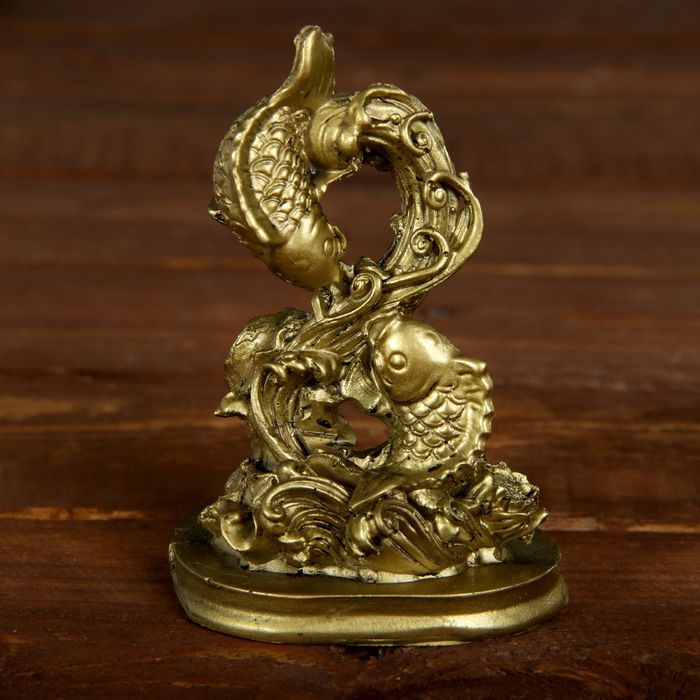 Нэцке полистоун "Танец карпов" под бронзу 9,5х7х5 см