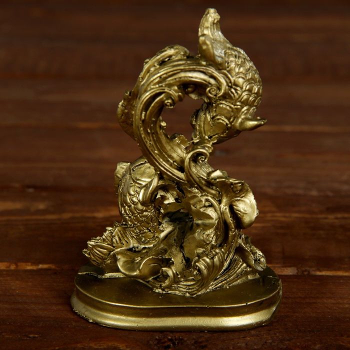 Нэцке полистоун "Танец карпов" под бронзу 9,5х7х5 см