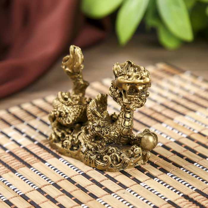 Нэцке полистоун под бронзу "Дракон" (набор 2 шт) 6,5х4,5х3 см