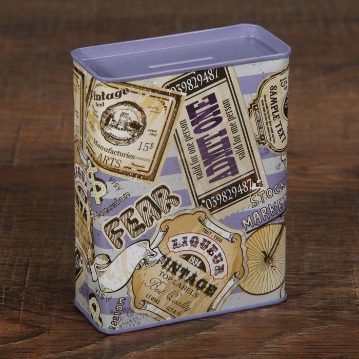 Копилка металл "Путешествия" снизу крышка МИКС 11,5х9х4 см