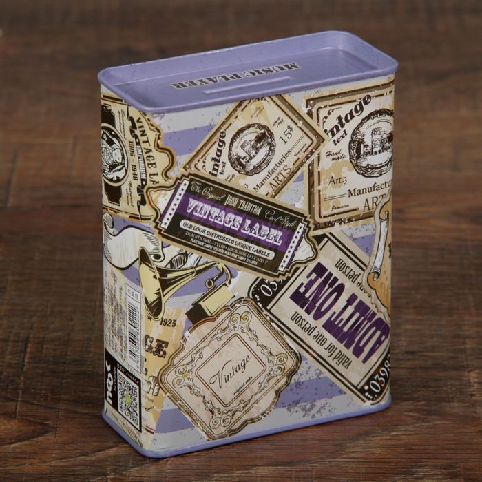 Копилка металл "Путешествия" снизу крышка МИКС 11,5х9х4 см