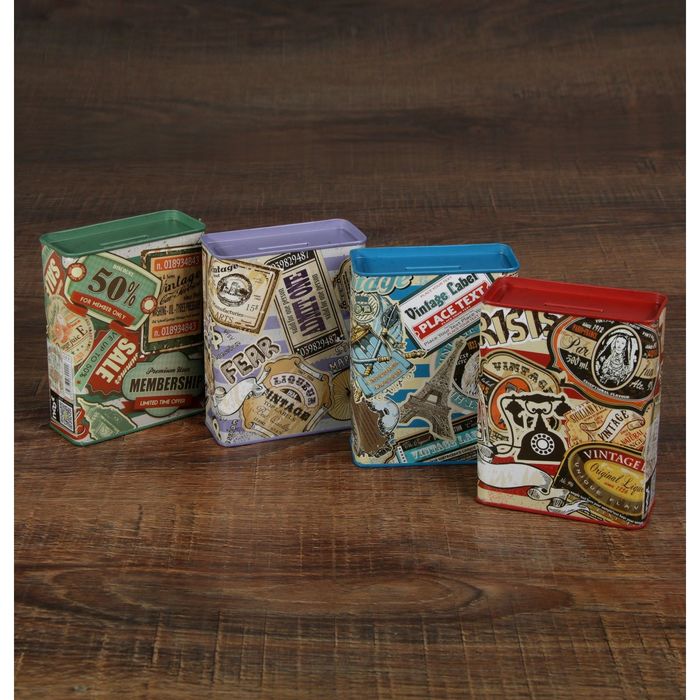 Копилка металл "Путешествия" снизу крышка МИКС 11,5х9х4 см