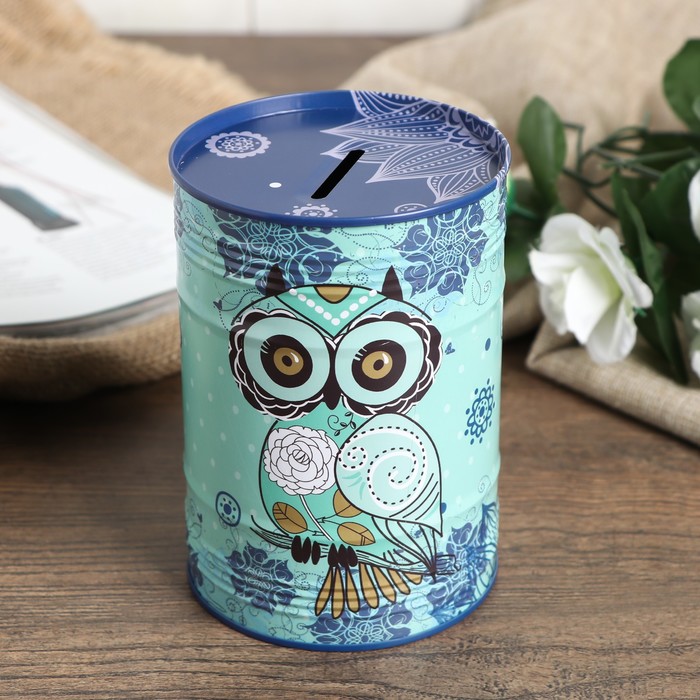 Копилка металл "Совушка" рельеф, МИКС 12,5х8,5х8,5 см